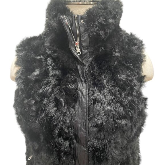 Chic Black Furry M Vest Zip-Up Winter Cozy Hippie Boho Chic Versatile Plush Warm - Picture 4 of 11